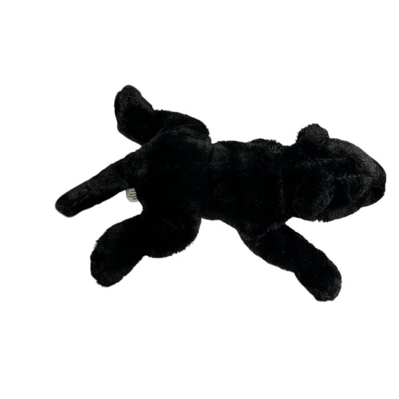 FAO Schwarz Black Panther Cat Floppy Plush 15” Laying Down Golden Eyes Soft - Picture 3 of 13
